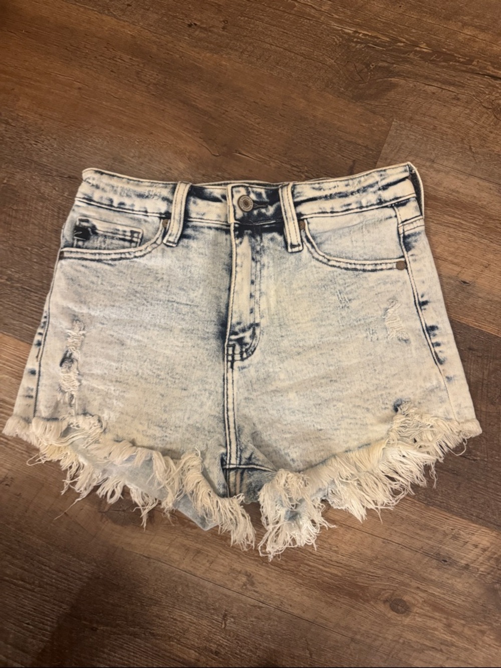 KanCan Light Blue Distressed Denim Cutoff Shorts - Picture 4 of 5